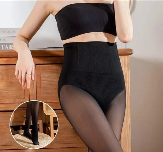 Pantys Medias Efecto Piel con Polar y Faja Reductora